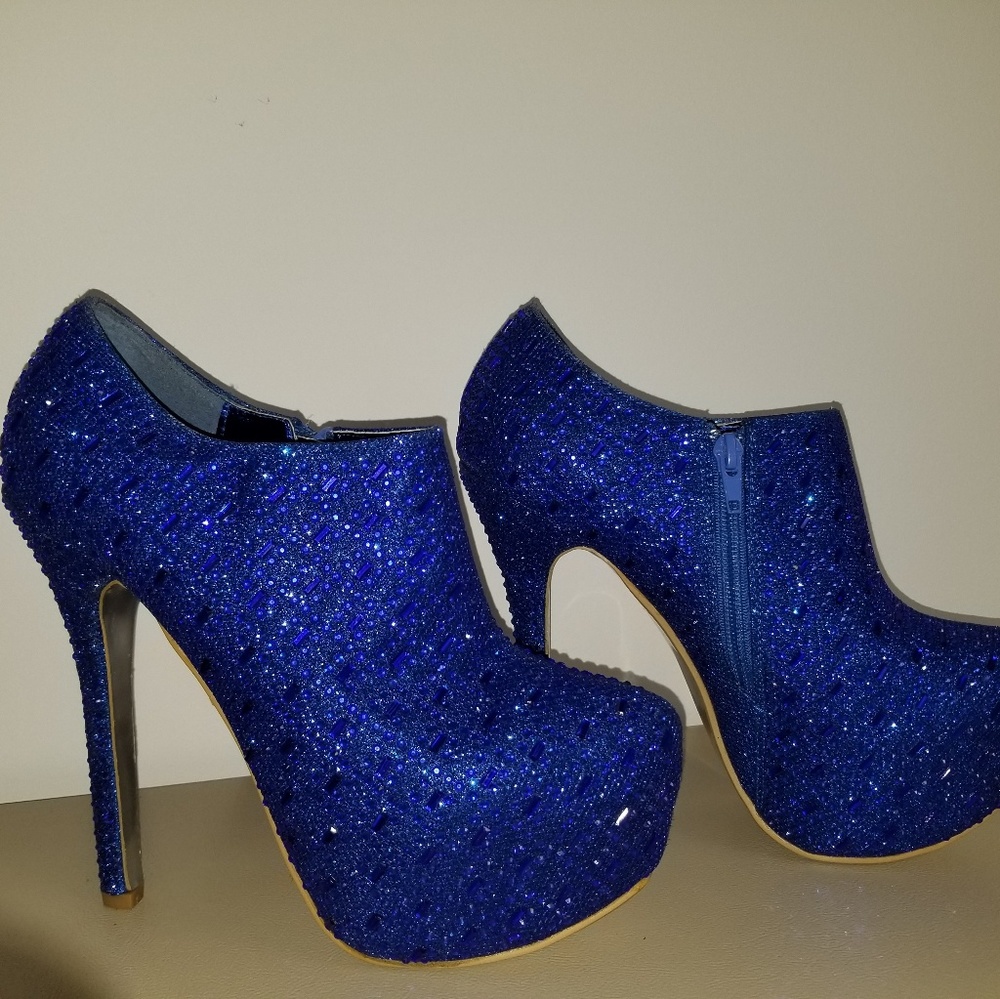 Royal blue rhinestone Booties